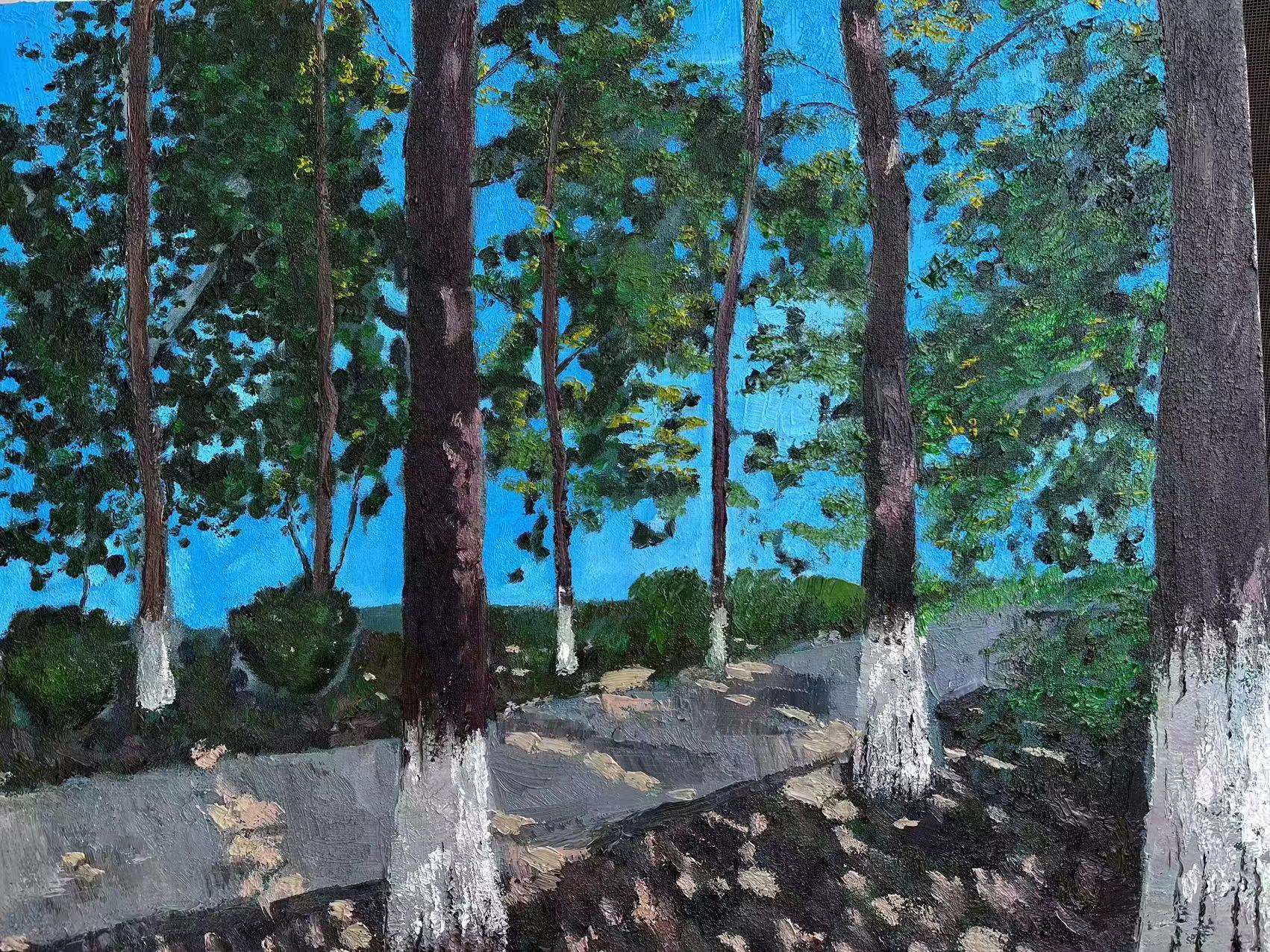 1c41fbd49807487ebb583faa013fa3dd.jpg 20级美术学2班 韩艺 崇德楼前树林 指导教师:王中林.jpg