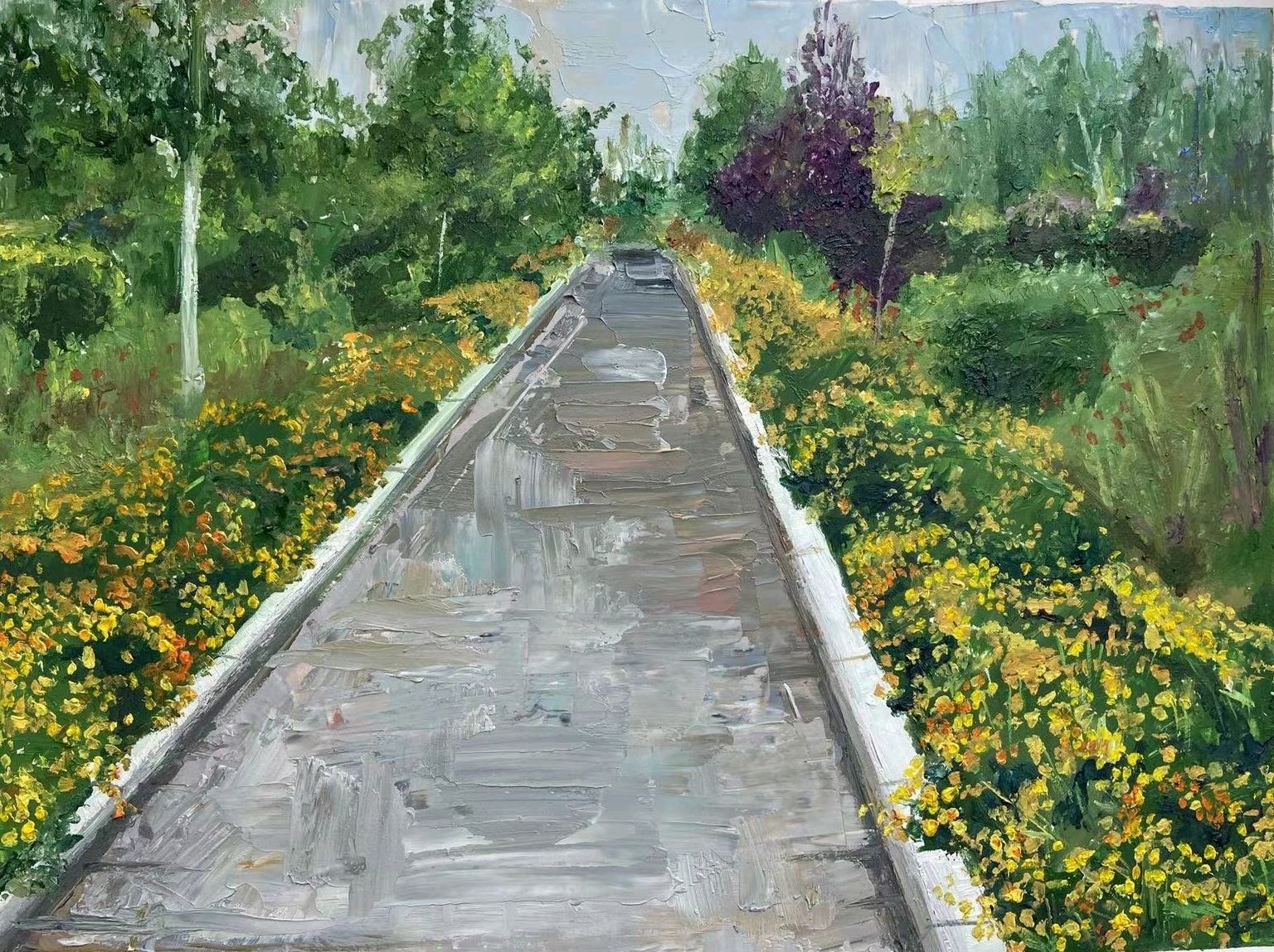 2cc0e3d9aa4e47058d84b92c6cd526fb.jpg 21级美术学2班 徐俊琳 综合楼门前小道 指导教师:牛再霞.jpg