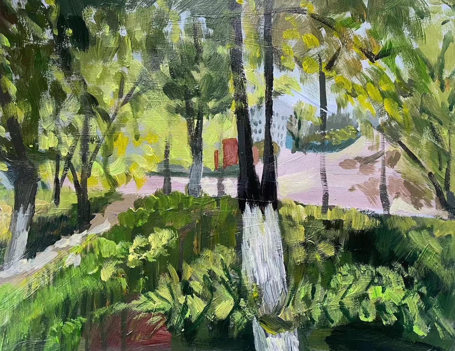 33c6792c839b4ad0a89a9293277cd397.jpg 21级美术学2班 金晓宇 崇德楼前树林 指导教师:牛再霞.jpg