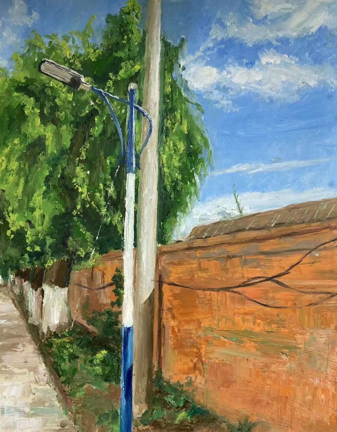 40fa952a98314885873bab8f602c1cde.jpg 21级美术学2班 徐俊琳 九号楼宿舍楼前树墙 指导教师:牛再霞.jpg